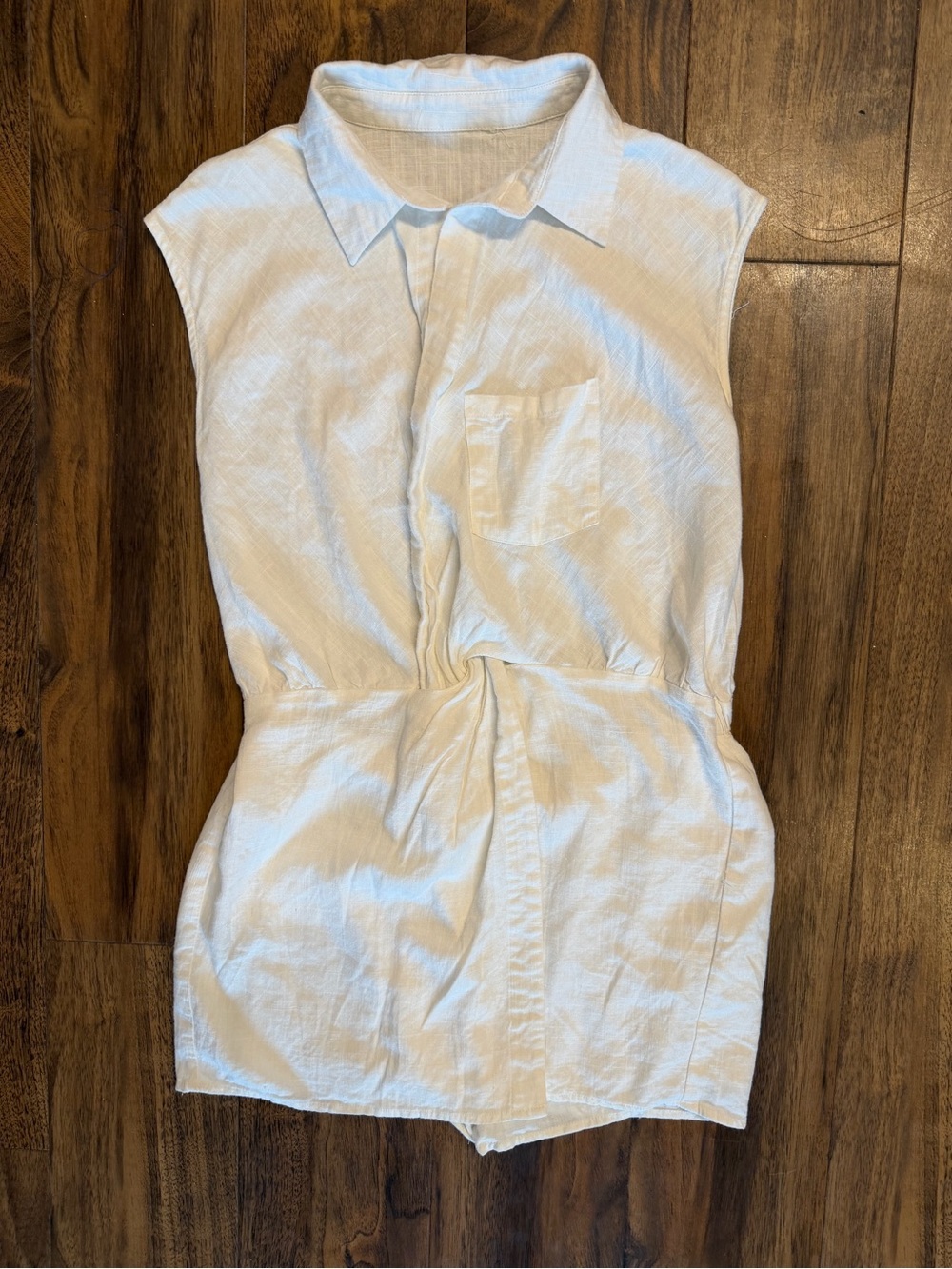 Vintage Sleeveless White Linen Romper